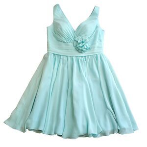 CHRISTINA WU chiffon dress pastel aqua blue easter spring wedding guest dress 12